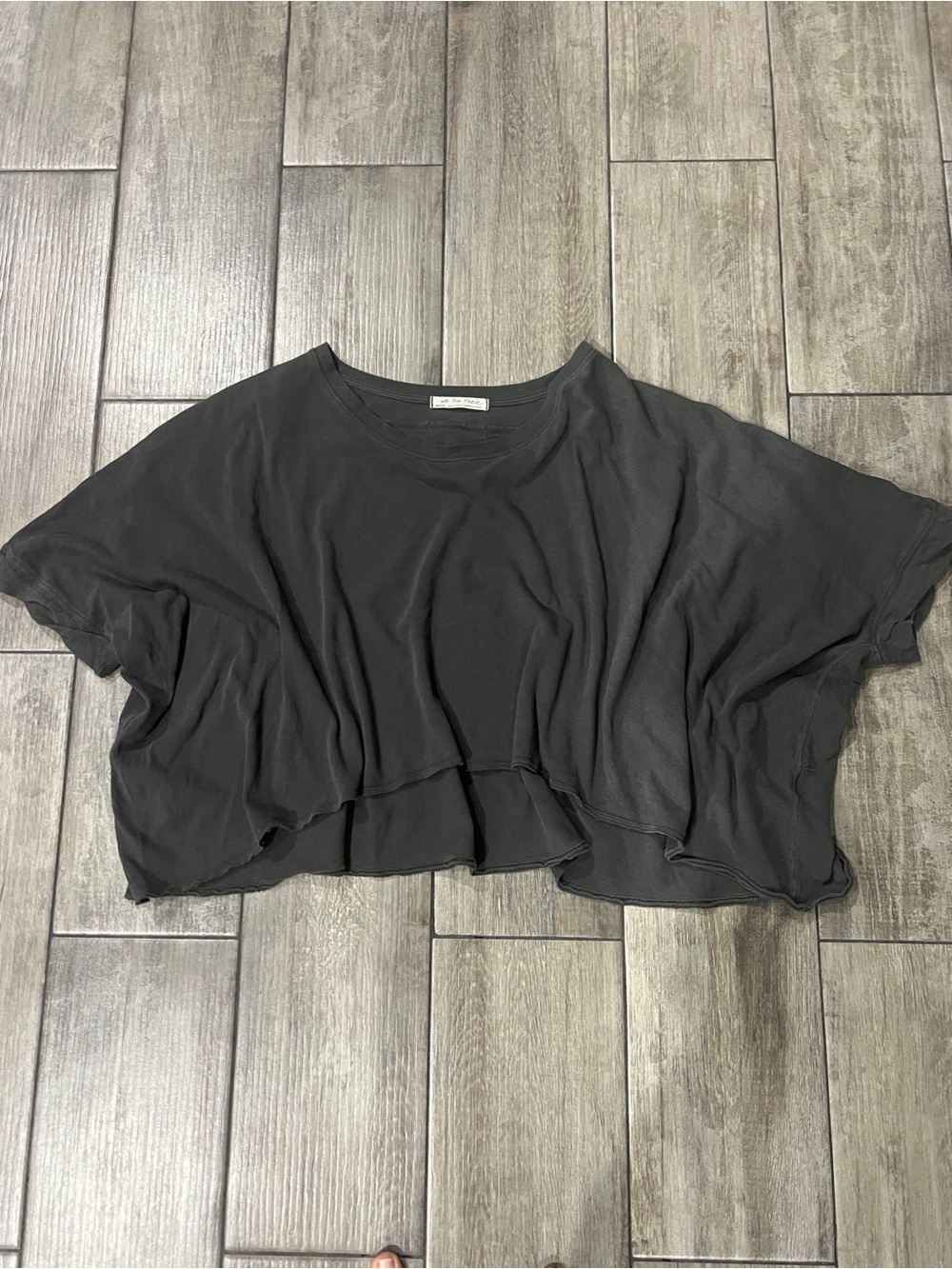 We The Free Layered Boxy Crop Top - washed and distressed Black